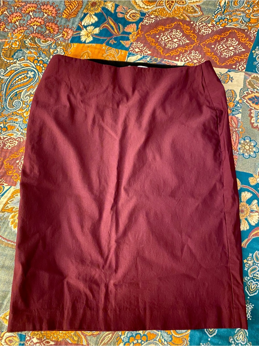 Elle Deep Maroon Tailored Pencil Skirt